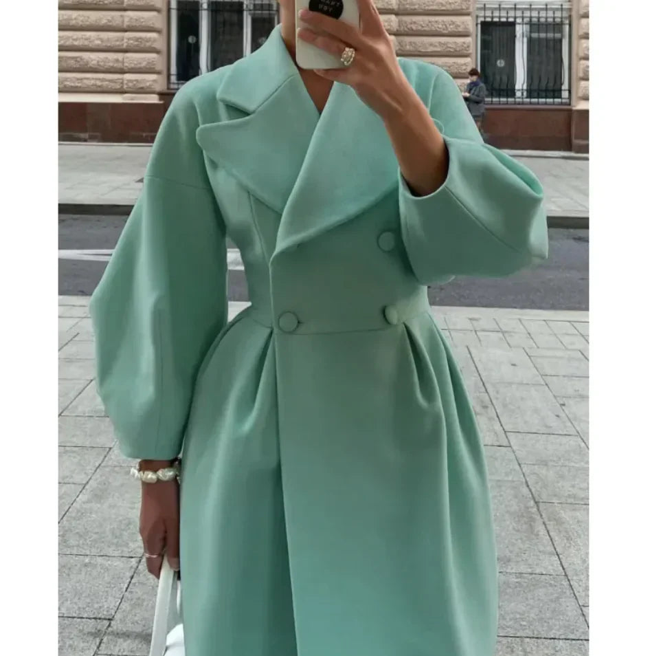 Joëlle™ - Manteau Long à Manches Lanternes Vintage