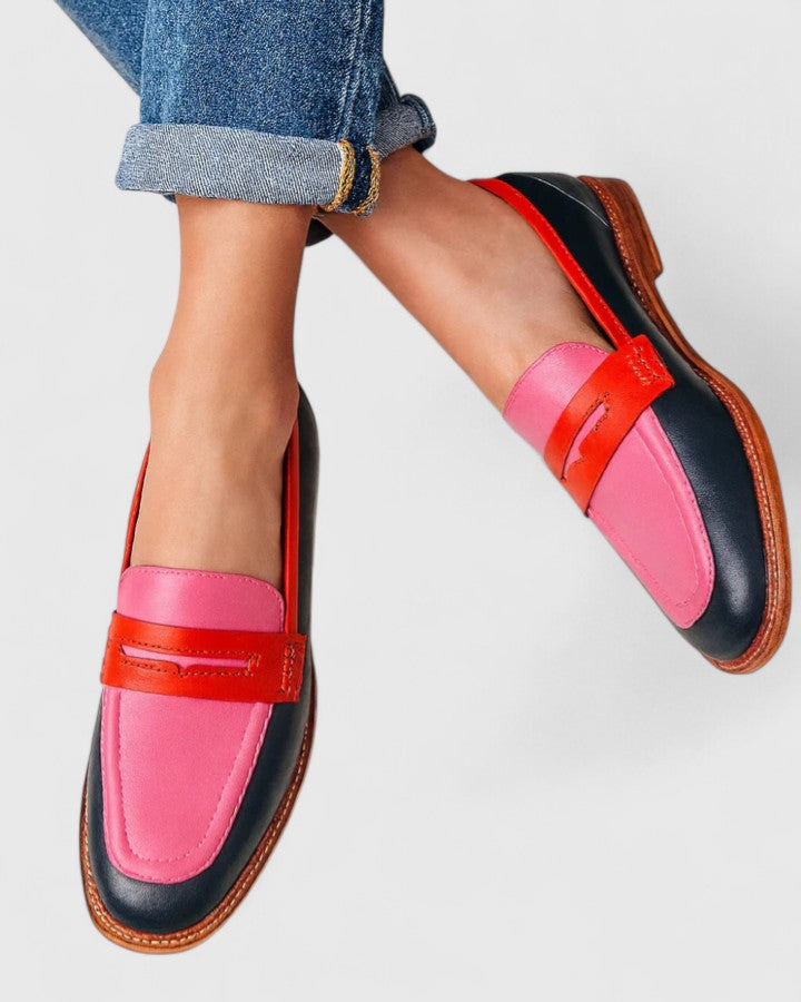 Bexalyn™ - Mocassins femme cuir color block penny loafer semelle confort