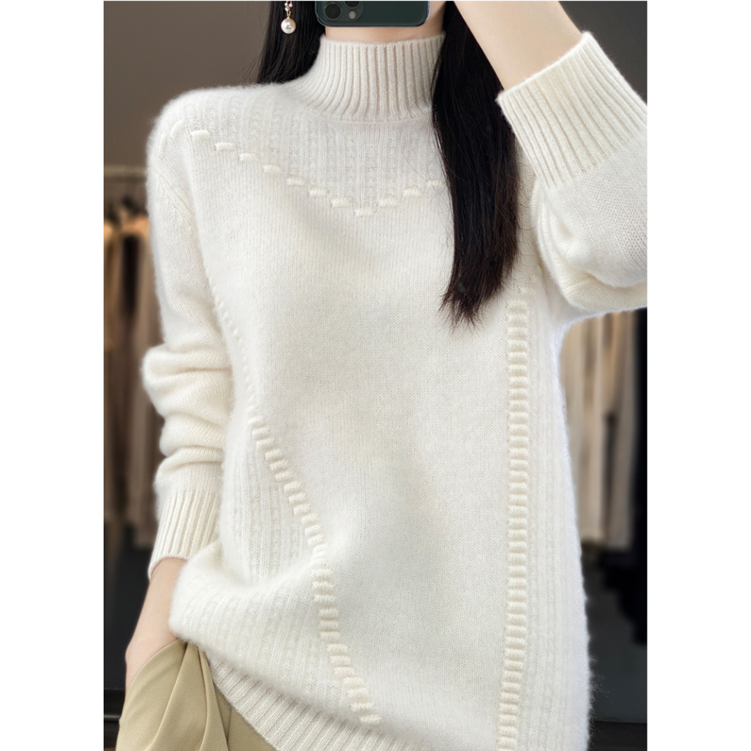 Marceline™ - Pull en Tricot à Col Mi-Haut