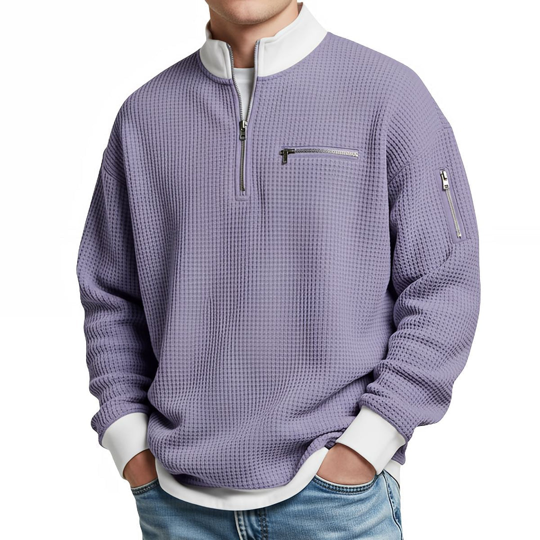 Edwin - Pull homme demi-zip en maille texturée