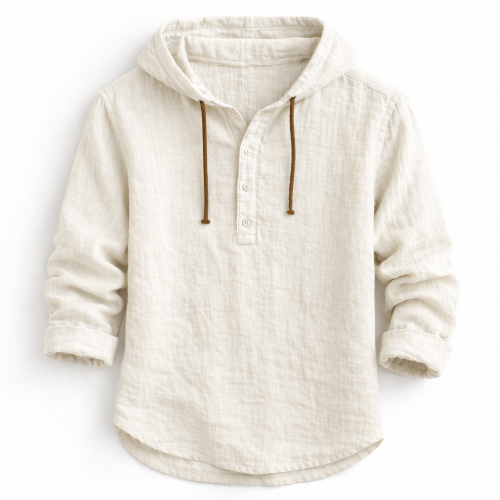 Casper™ - Chemise Femme Lin Capuche Boutonnée Coupe Ample Style Décontracté
