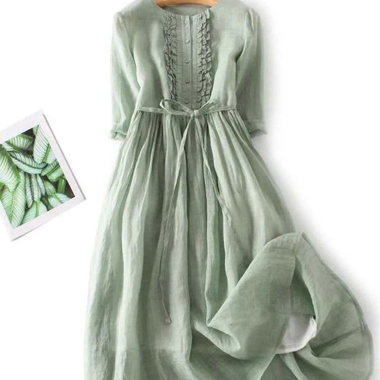 Tyrella™ - Robe Femme Maxi en Lin Ample et Fluide Style Décontracté Élégant