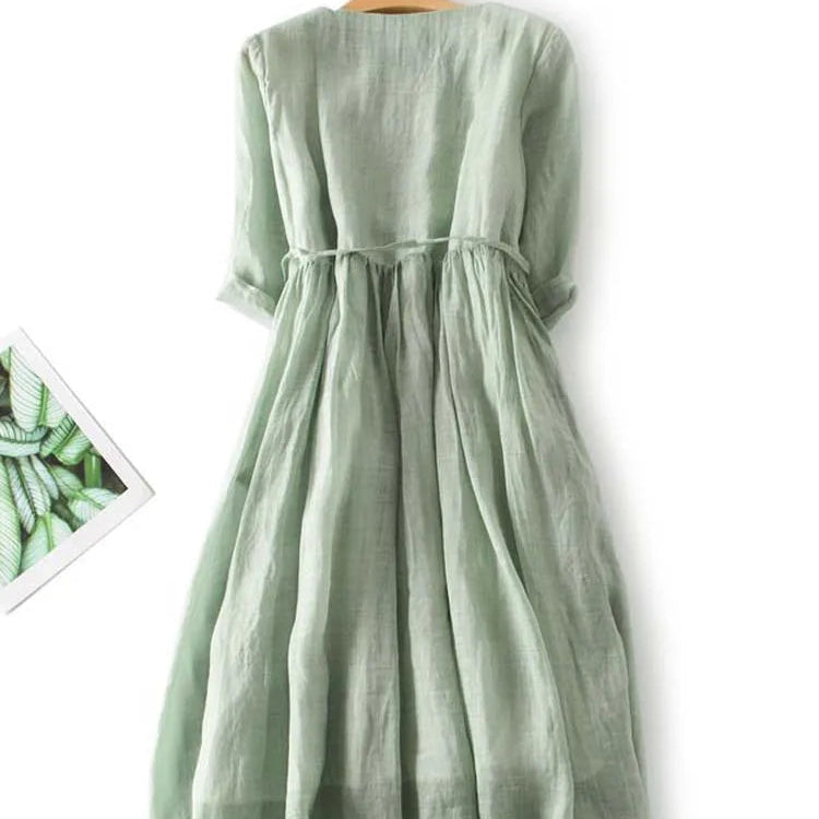 Tyrella™ - Robe Femme Maxi en Lin Ample et Fluide Style Décontracté Élégant