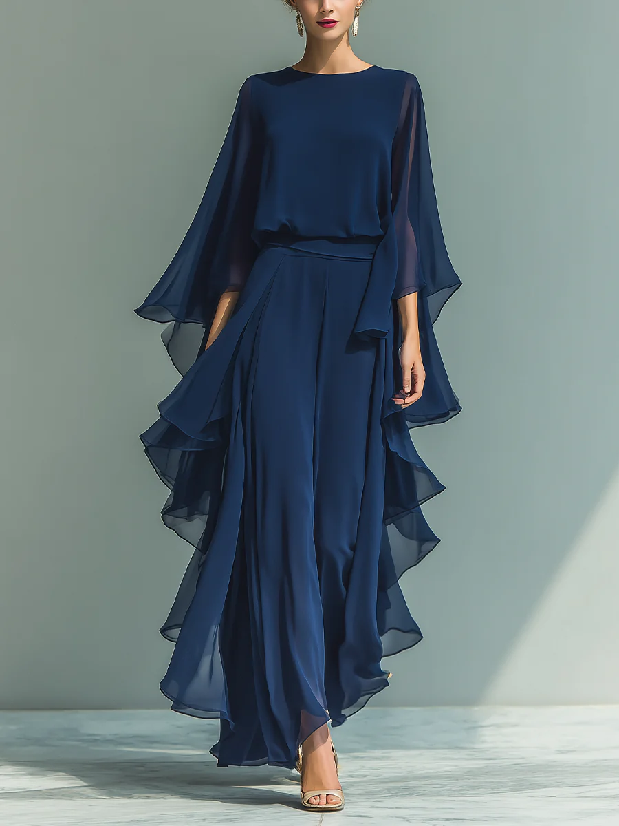 Cynvra™ - Ensemble Femme Fluide Volants Élégant Pour Soirée Et Événements