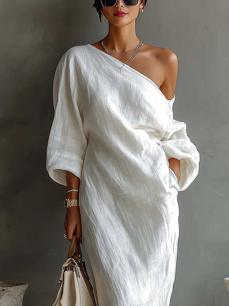 Merisia - Robe maxi femme asymétrique à une épaule