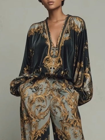 Azmira™ - Ensemble Deux Pièces À Imprimé Royal Ornemental