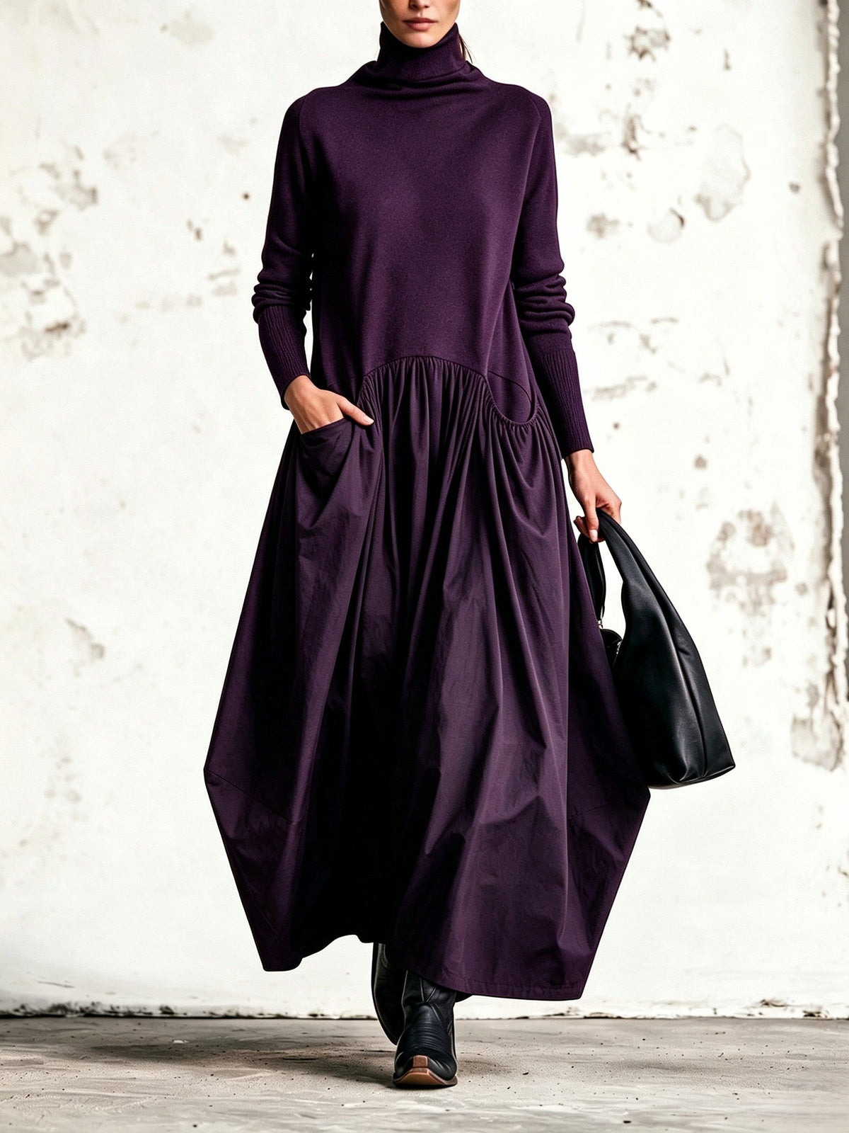 Tessel - Robe femme oversize à col haut et poches