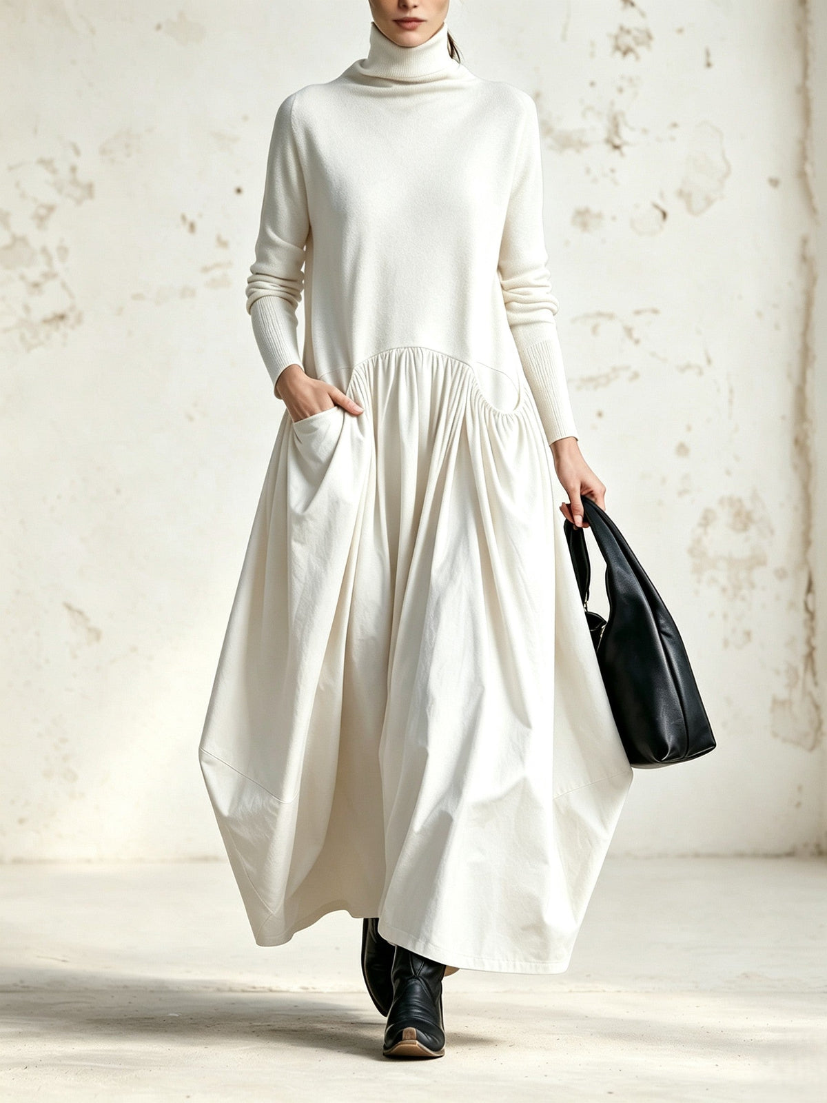 Tessel - Robe femme oversize à col haut et poches