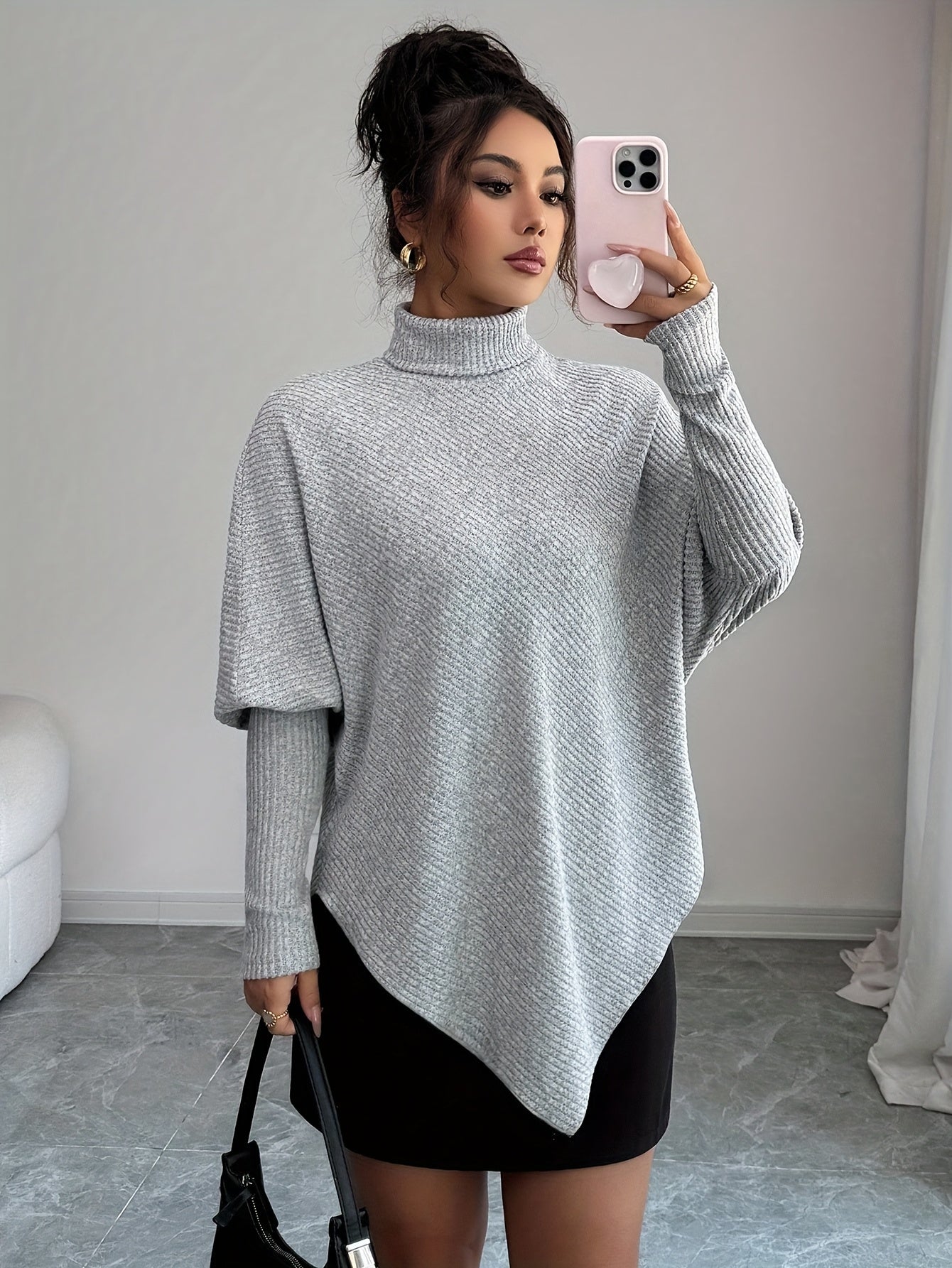 Ilyssa™ - Pull Asymétrique Col Montant Élégance Moderne