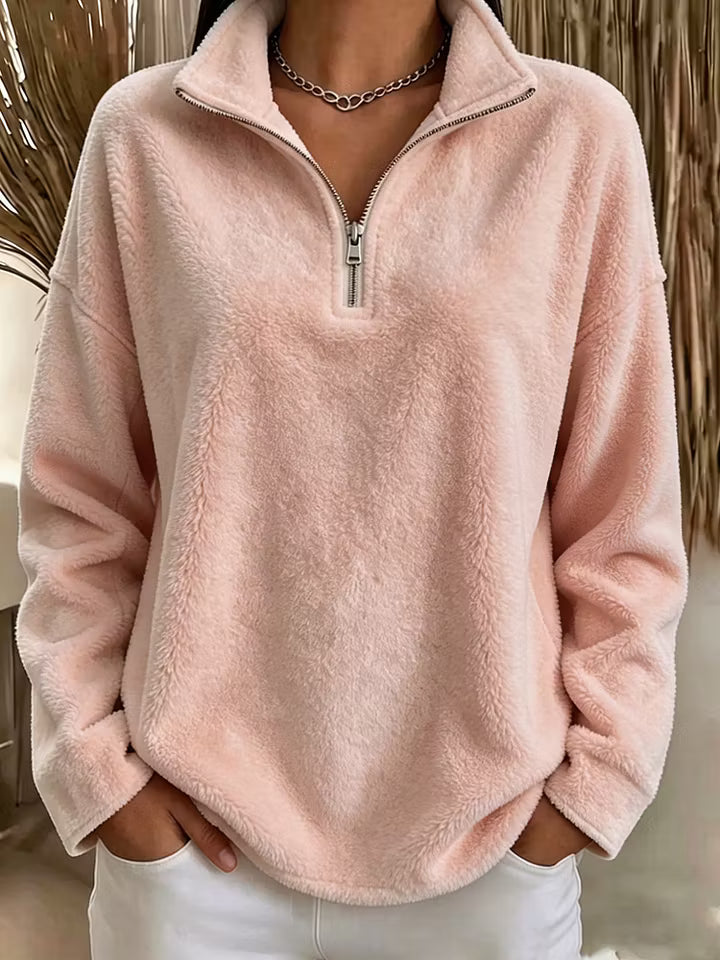 Harmke - Sweat femme polaire demi-zip confortable
