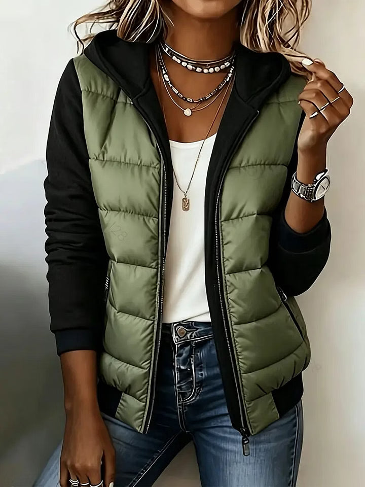 Roosje - Veste matelassée femme à capuche et manches longues bicolores