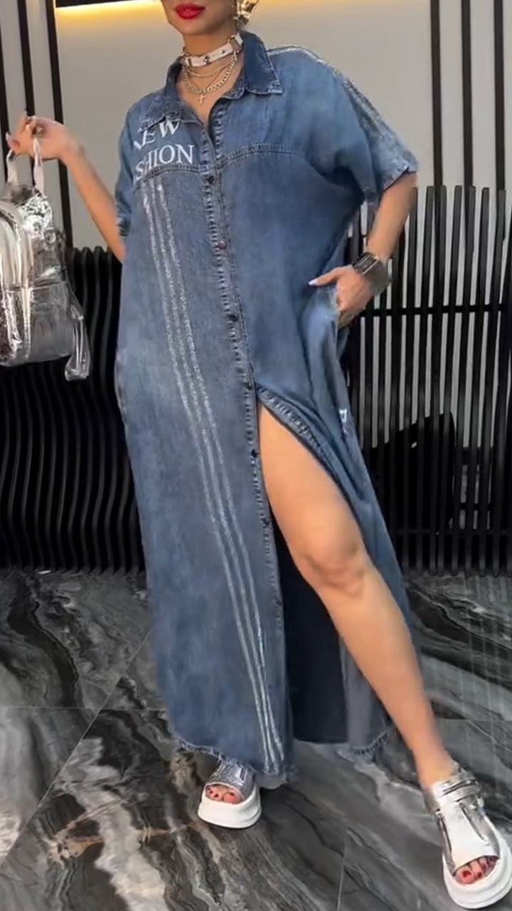 Fiora™ - Robe en denim Tencel pour femme avec revers