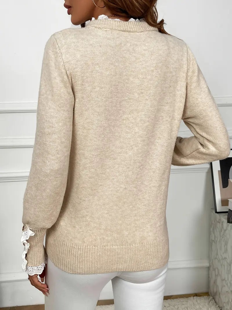 Inaya™ - Pull en tricot élégant à volants et boutons