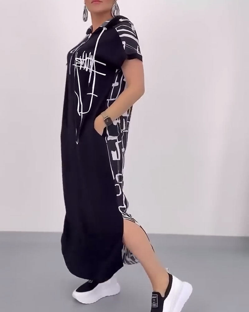 Ilana™ - Robe Maxi à Contrastes et Fermeture Éclair