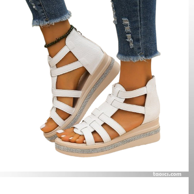 Tina™ - Sandales à Semelles Compensées avec Décoration en Strass