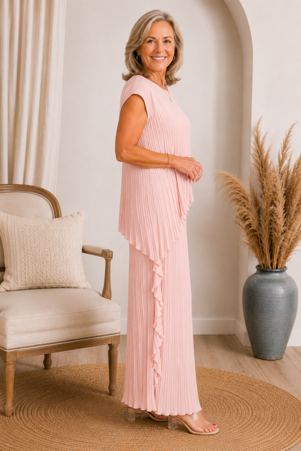 Maevis - Ensemble femme plissé avec pantalon large