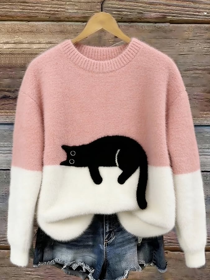 Lunivienne - Pull Doux Motif Chat