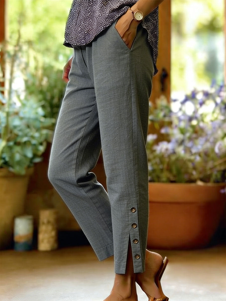 Firoxa™ - Pantalon Femme Lin Léger Confort Décontracté Pour Quotidien