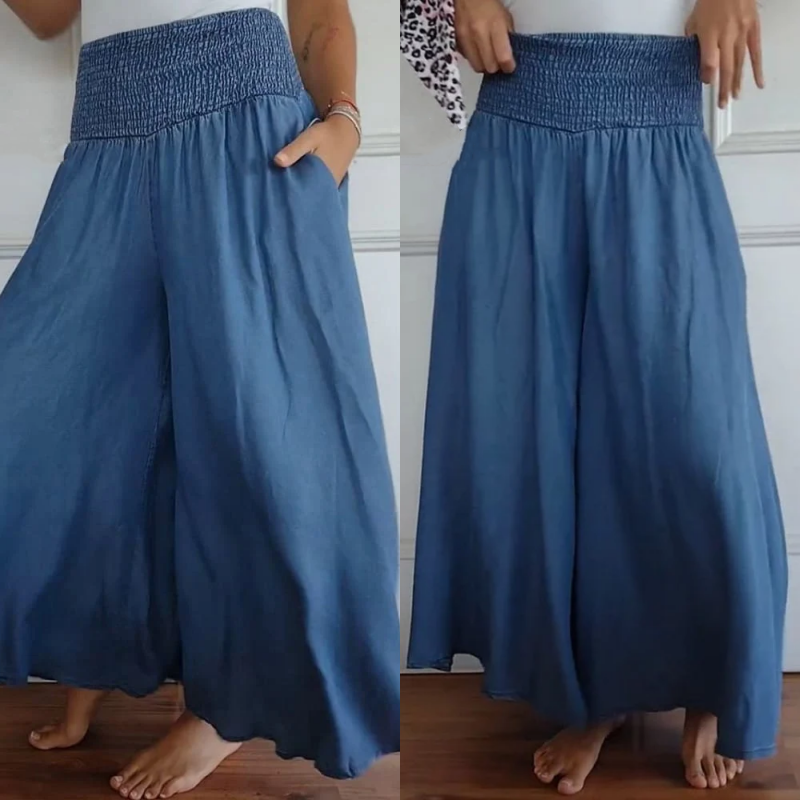 Pravina™ - Jean Femme Taille Haute à Jambes Larges