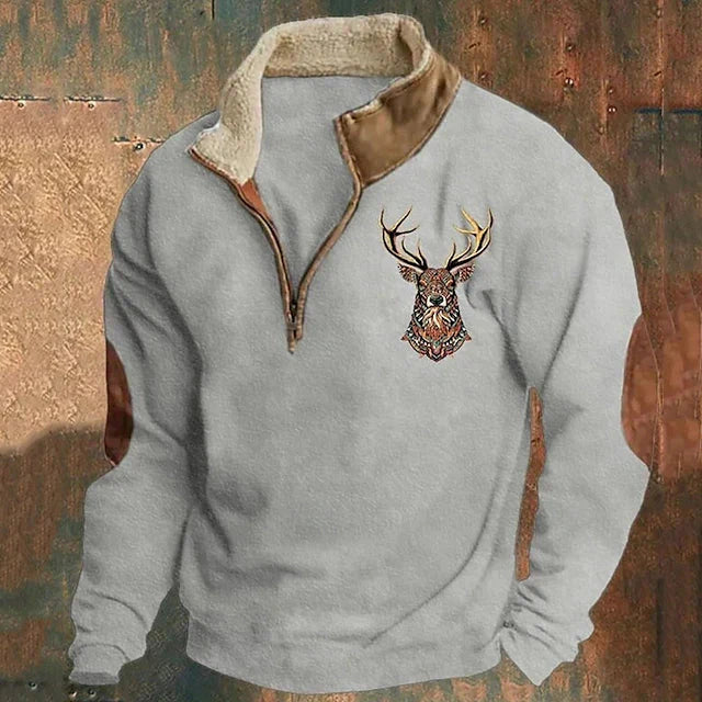 André™ - Pull chaud pour homme avec détail cerf et coudes renforcés