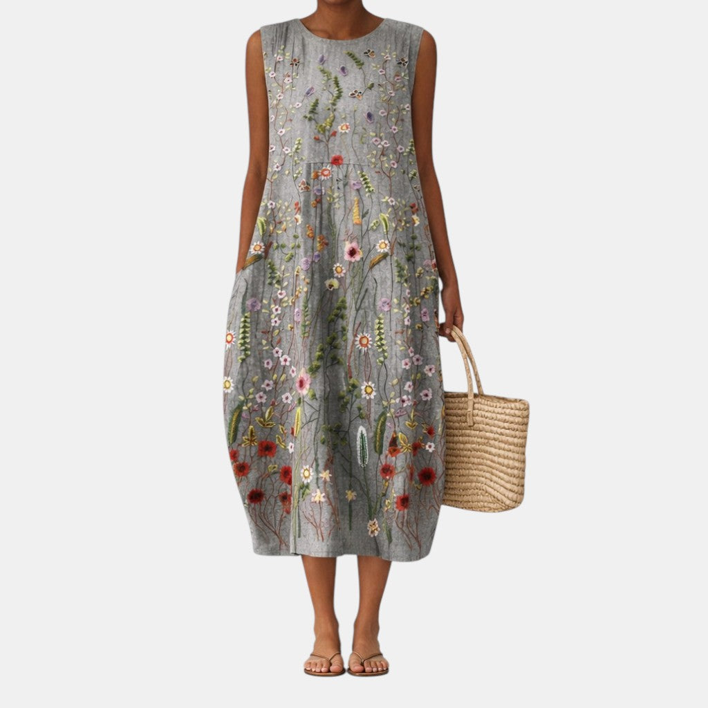Jovisse - Robe midi femme fluide à col rond