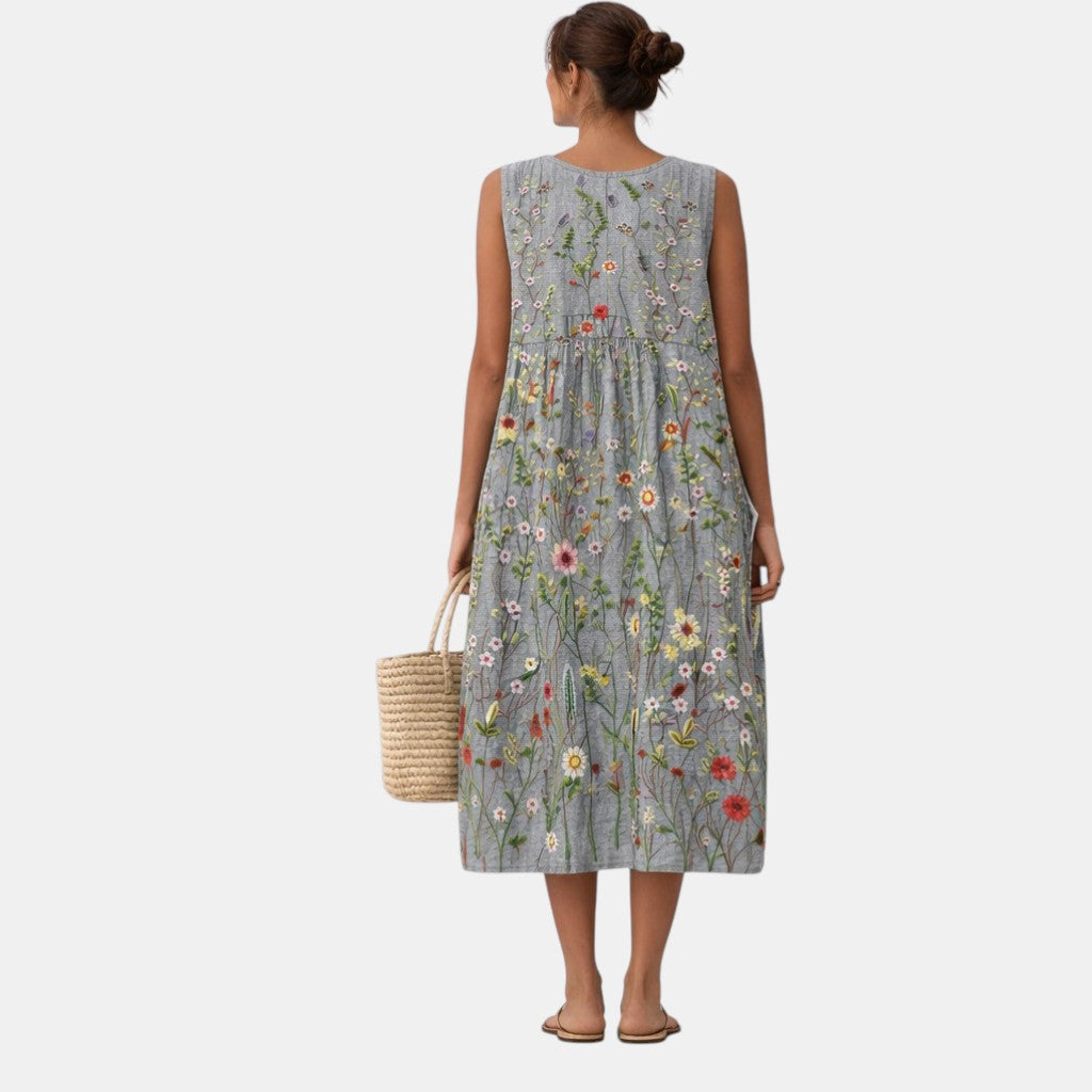 Jovisse - Robe midi femme fluide à col rond