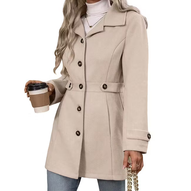 Wilma - Manteau cintré femme à boutons et col à revers élégant