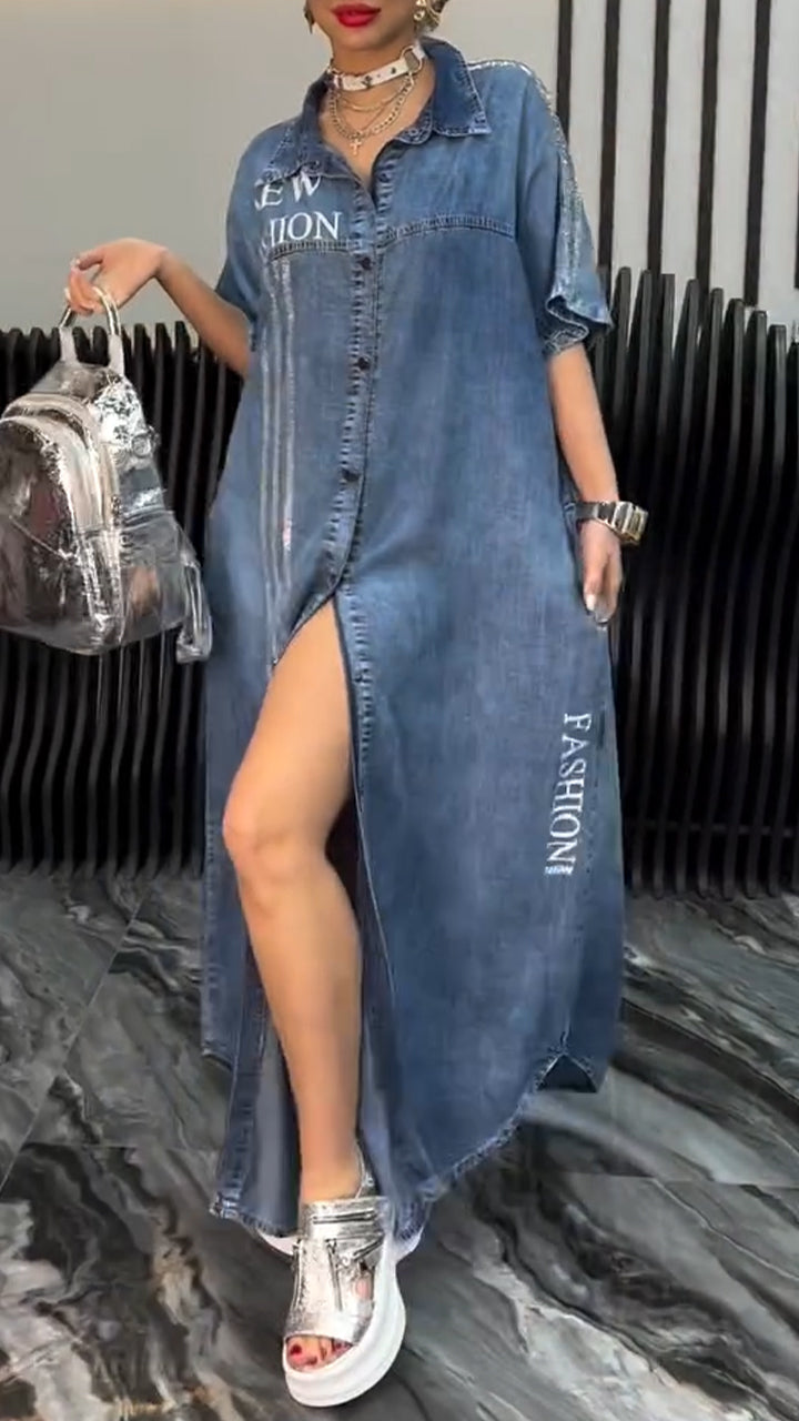 Fiora™ - Robe en denim Tencel pour femme avec revers