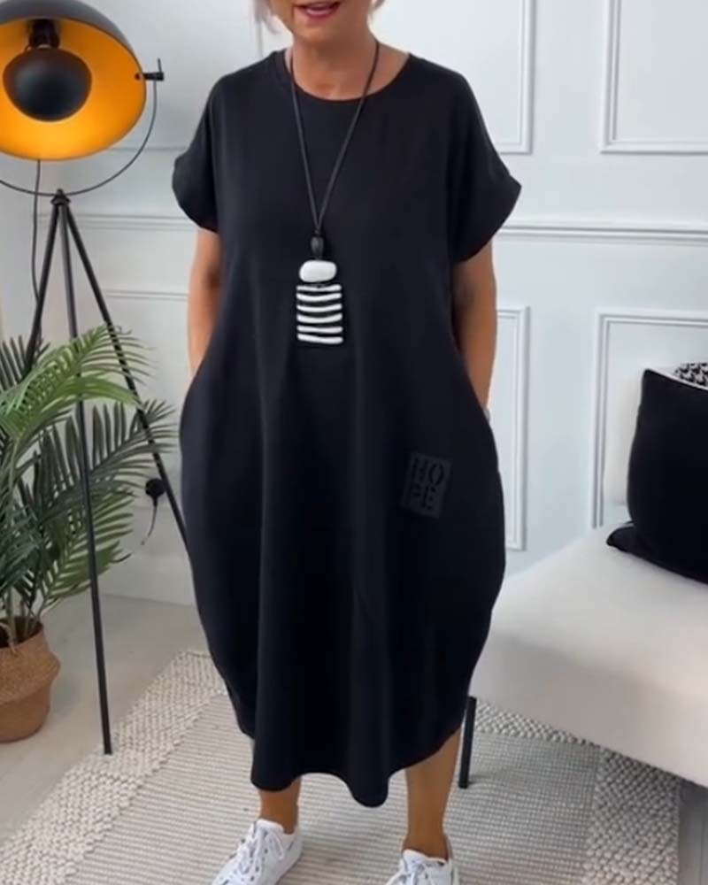 Marie™ - Robe Décontractée à Manches Courtes avec Imprimé Lettre pour Femme