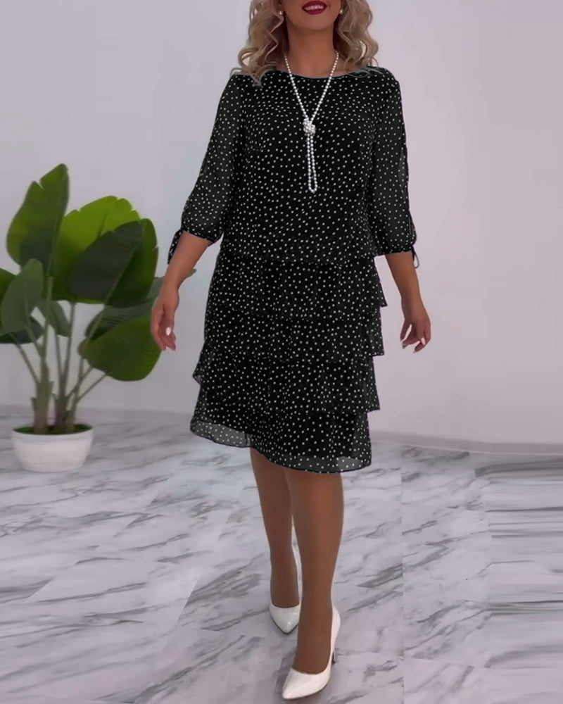 Fallon - Robe femme à pois avec manches en dentelle