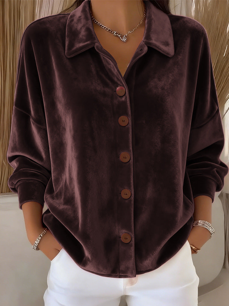 Navyne™ - Blouse en Velours Élégante à Boutons