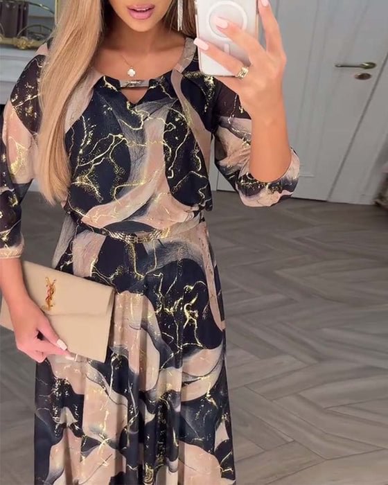 Carenza™ - Robe en Chiffon Élégante à Manches Trois Quarts