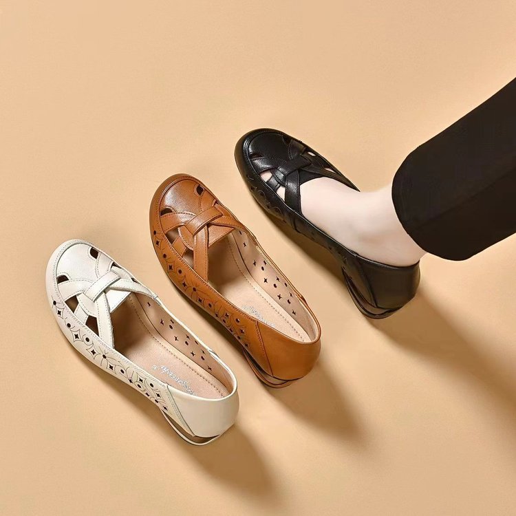 Kavrine™ - Chaussures Plates Femme Cuir Découpé Élégant Slip-On