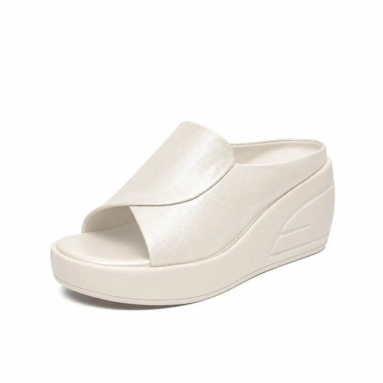 Yolande - Mules compensées femme en PU à enfiler