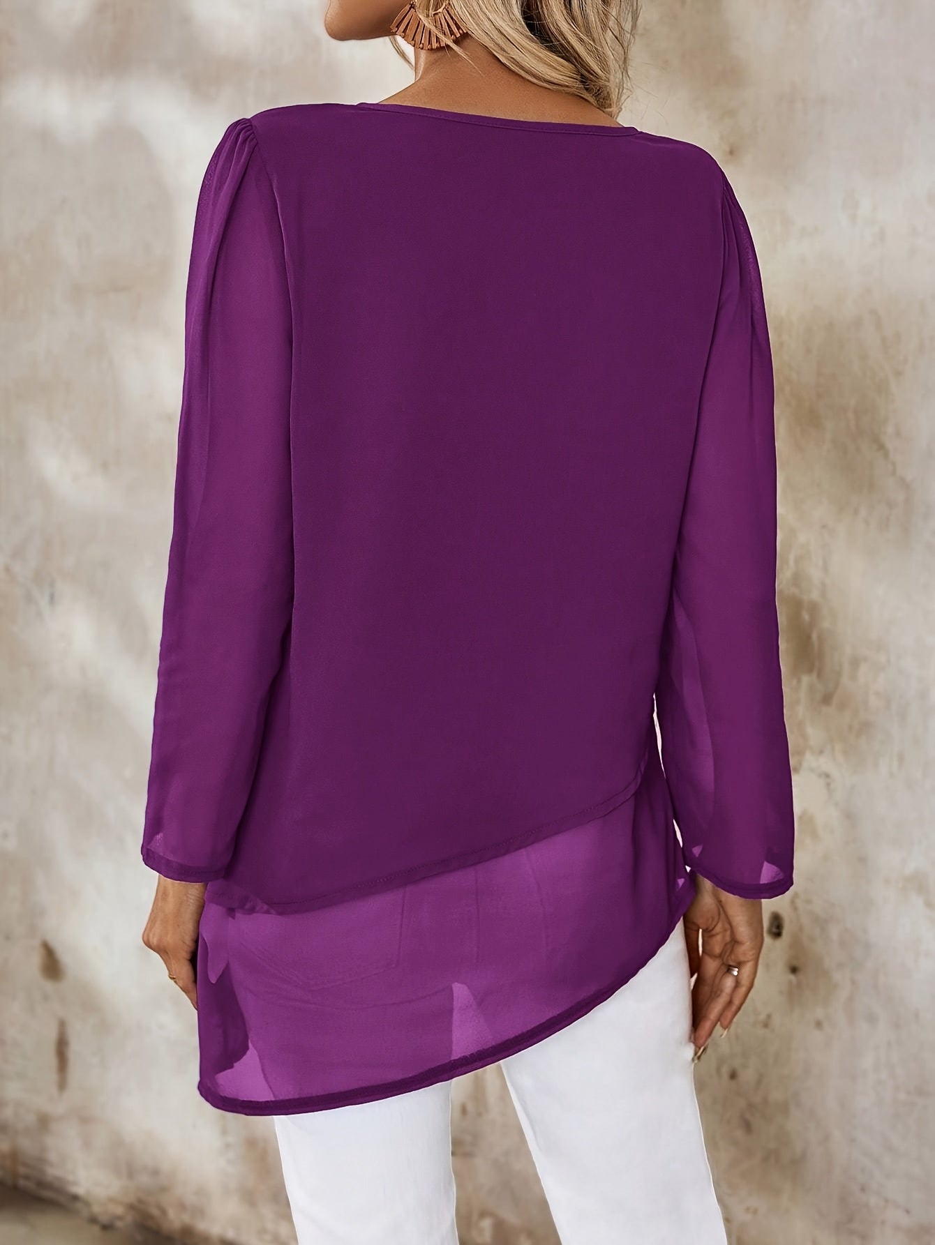 Corisande™ - Blouse Élégante à Double Couches avec Ourlet Asymétrique et Transparence Légère