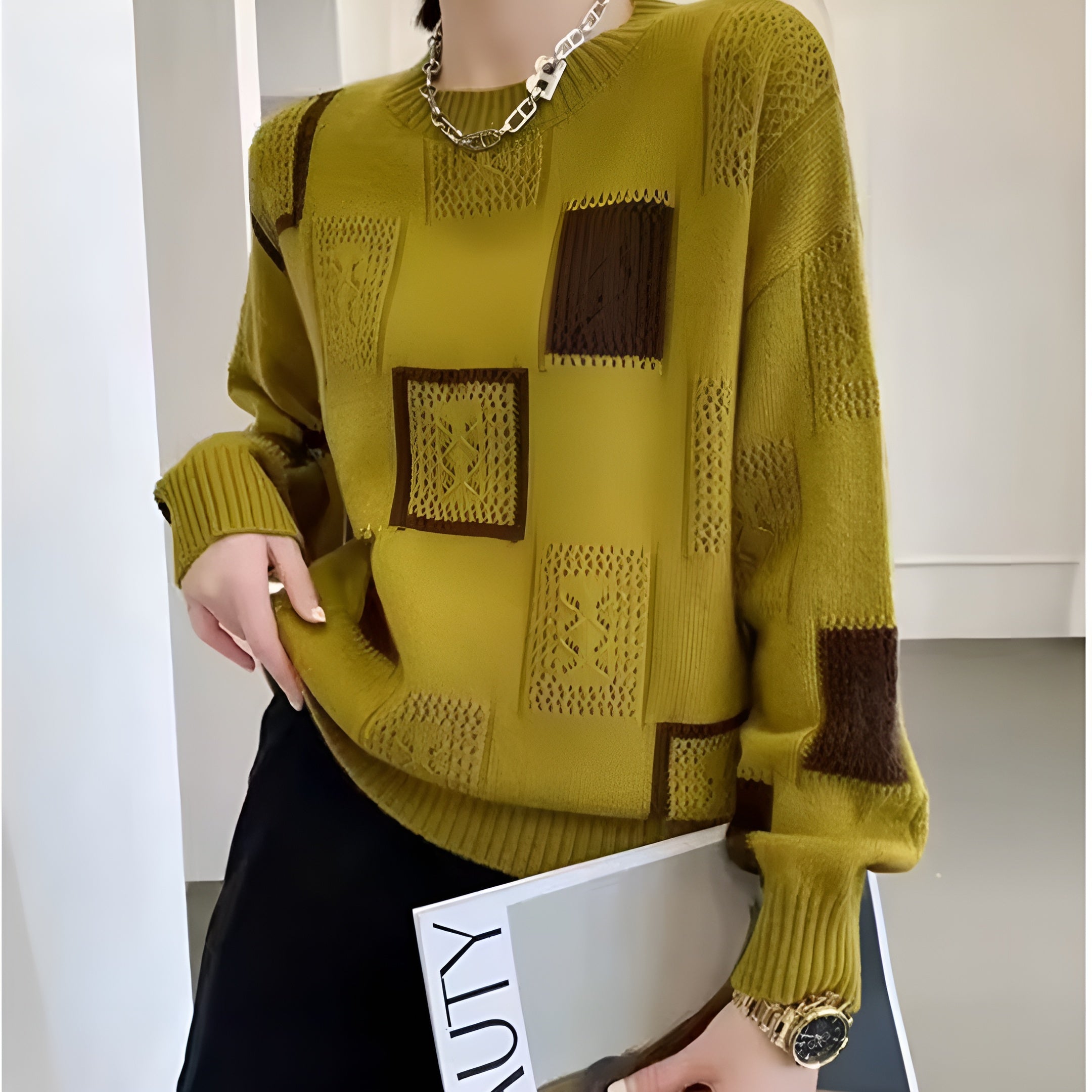 Adele™ - Pull Vintage à Carreaux Femme Automne-Hiver