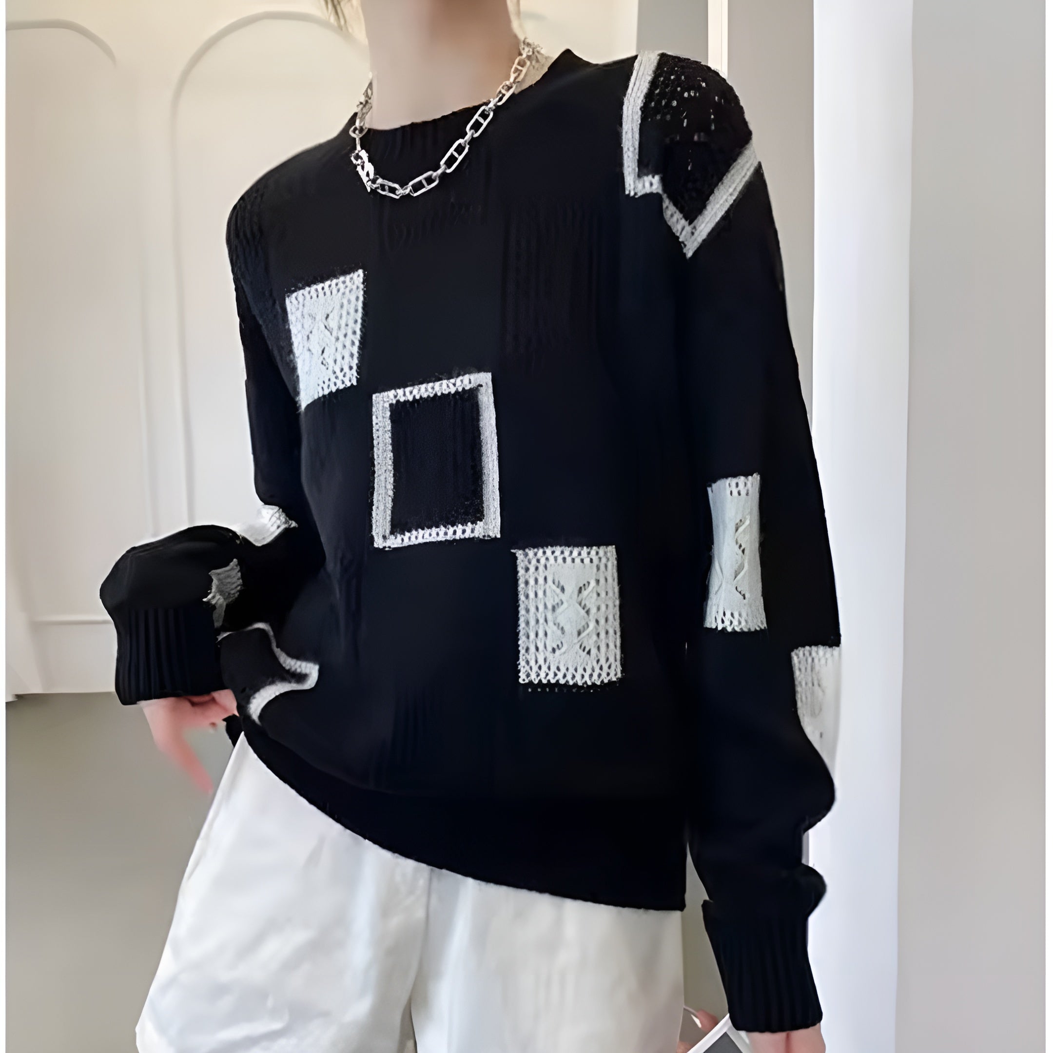 Adele™ - Pull Vintage à Carreaux Femme Automne-Hiver