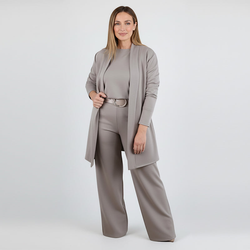 Edda - Ensemble femme trois pièces avec cardigan long élégant