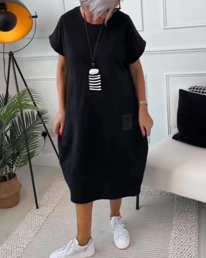Marie™ - Robe Décontractée à Manches Courtes avec Imprimé Lettre pour Femme