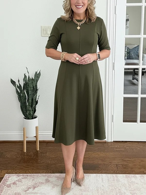 Quirinae™ - Robe Midi Élégante À Coupe Évasée Et Manches
