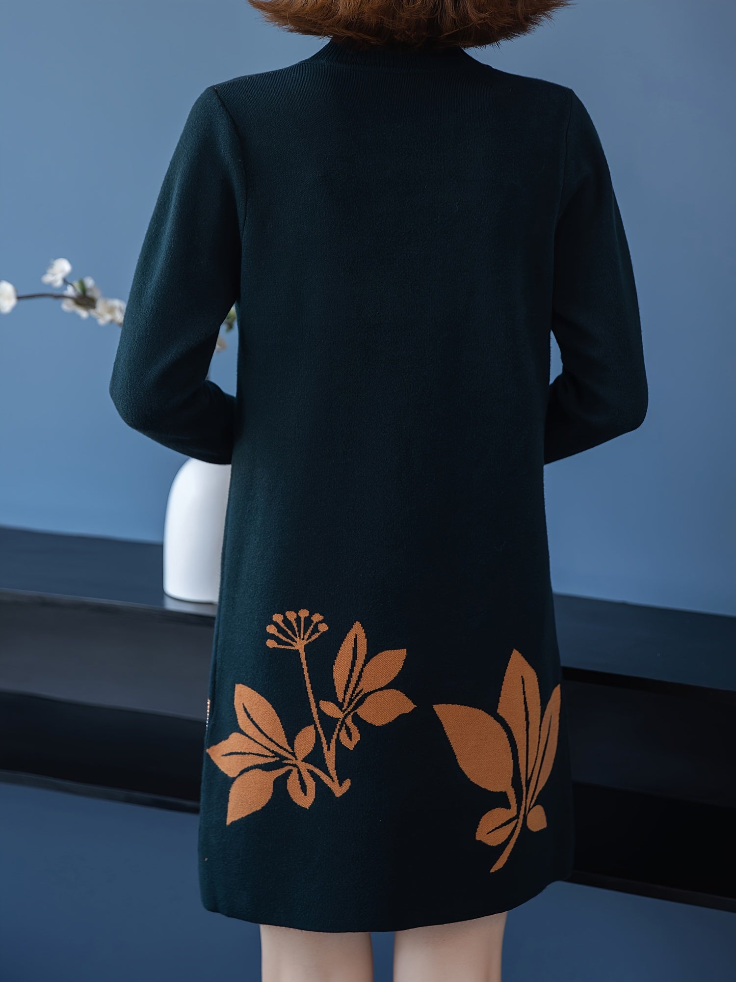 Lourdes™ - Robe pull fleurie élégante à col rond