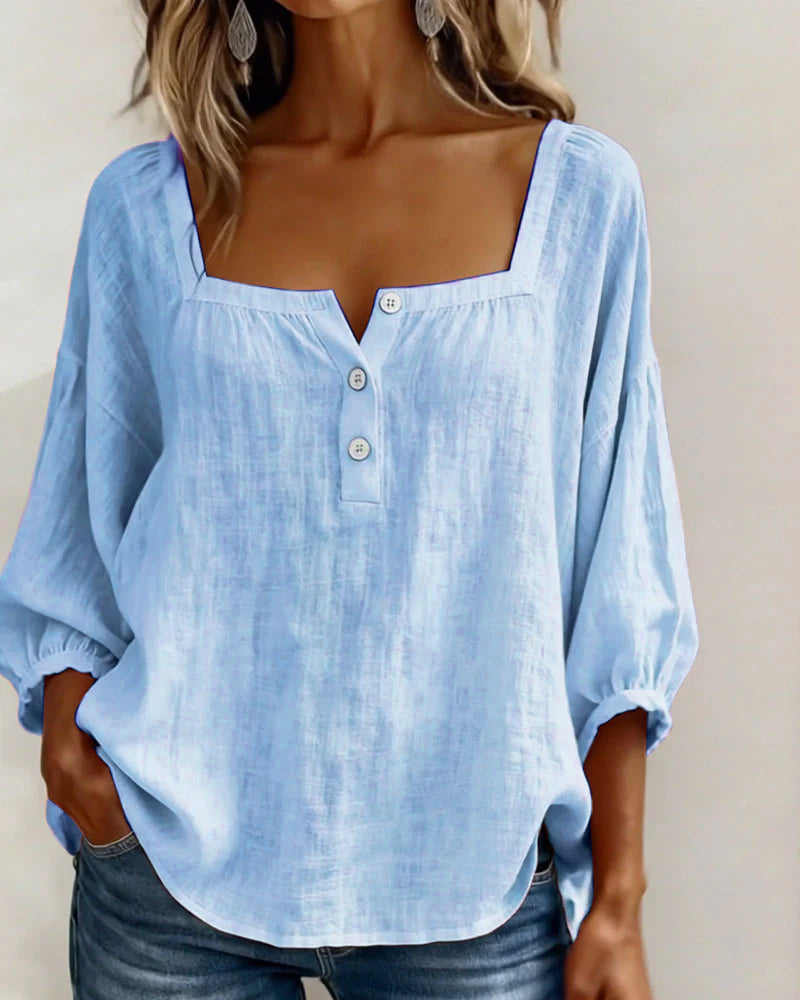Glyressa™ - Blouse Femme Élégante à Col Carré