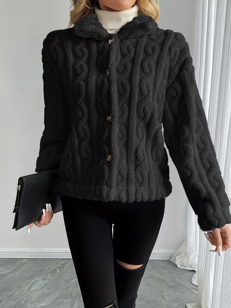 Nelle - Veste teddy femme texturée à boutons