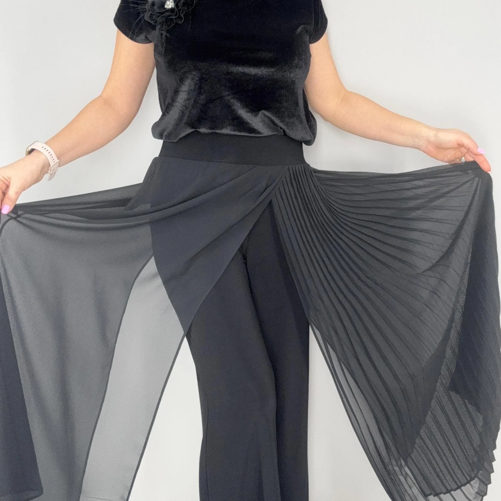 Helissavine™ - Pantalon Type Culotte Avec Couches Transparentes Et Plis