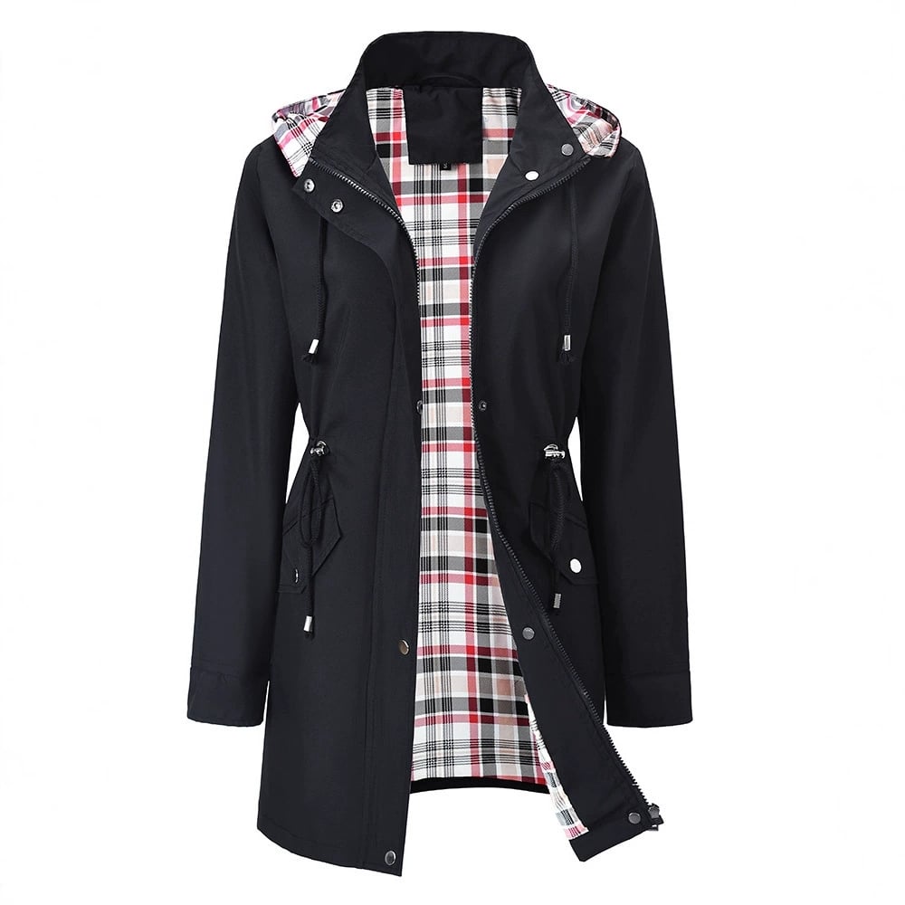 Geertruida - Imperméable femme long à capuche détachable et doublure