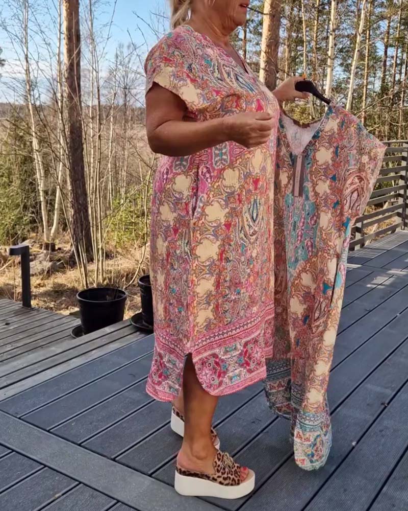 Ailina™ -Robe col V imprimée