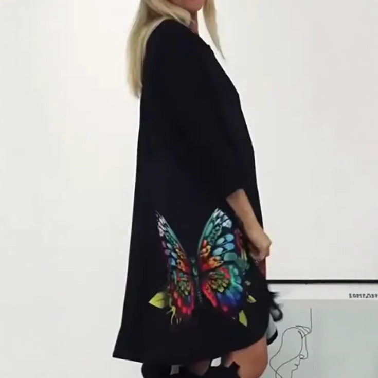 Florienne™ - Robe à imprimé papillon multicolore et col rond