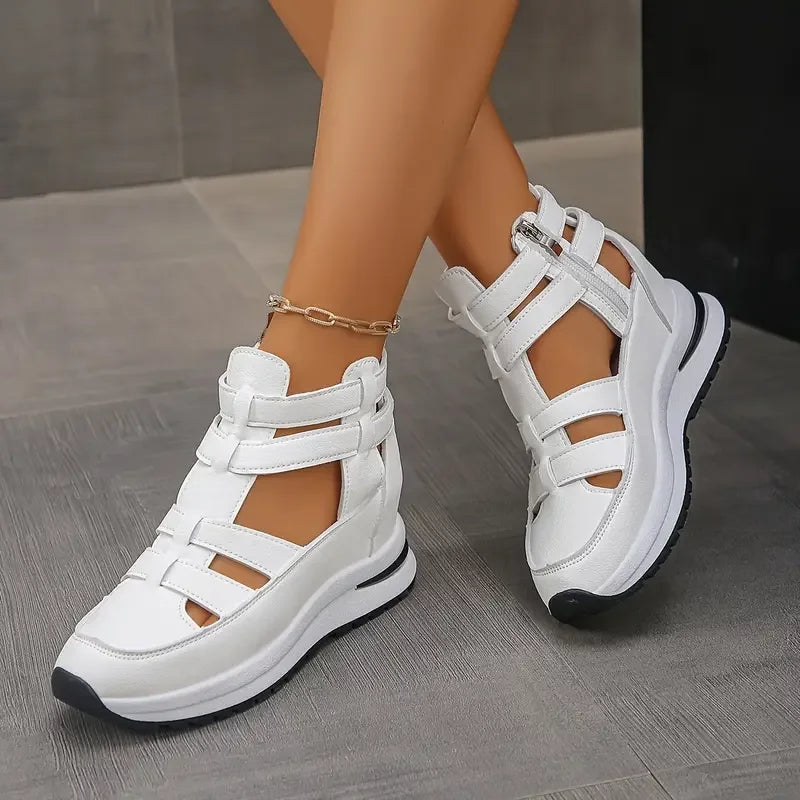 Romina™ - Sandales à Talon Compensé Élégantes et Légères avec Fermeture Éclair Latérale