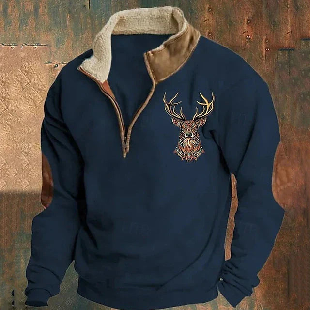 André™ - Pull chaud pour homme avec détail cerf et coudes renforcés