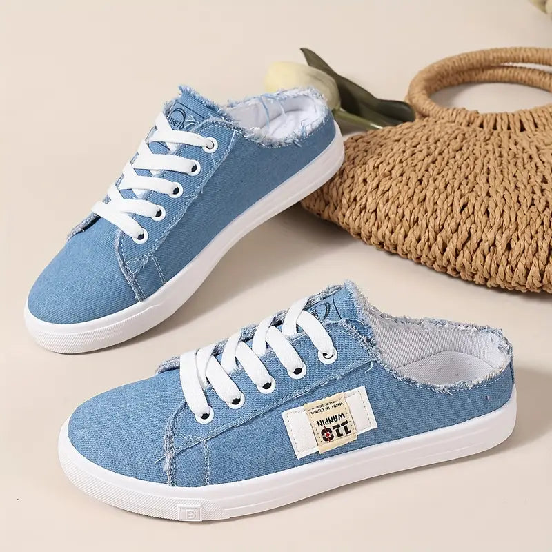 Cyrelia™ - Chaussures en toile lacées plates tendance et confortables qui vont avec tout